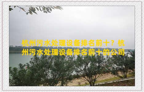 杭州污水处理设备排名前十？杭州污水处理设备排名前十的公司